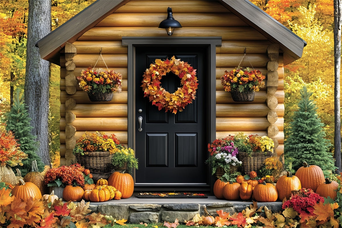 Fall Backdrop For Pictures Cozy Cabin Entrance Backdrop UK CSH6-217