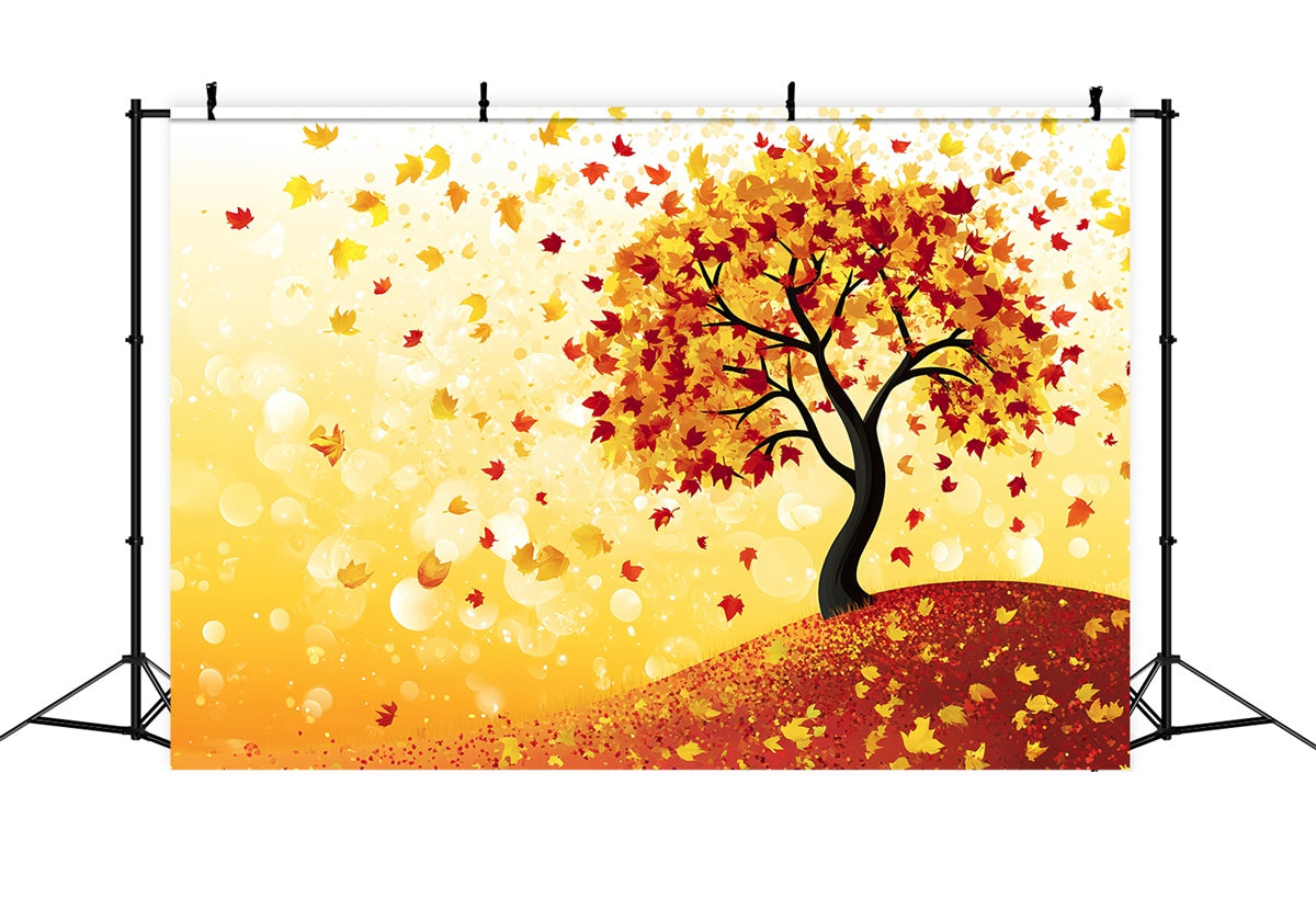 Autumn Leaves Backdrop Cartoon Tree Fantasy Backdrop UK CSH6-225