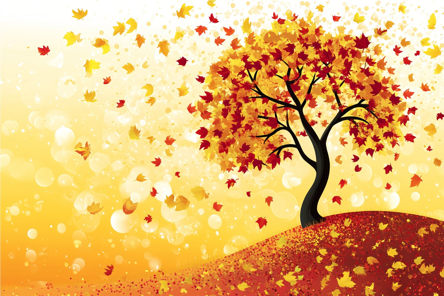 Autumn Leaves Backdrop Cartoon Tree Fantasy Backdrop UK CSH6-225