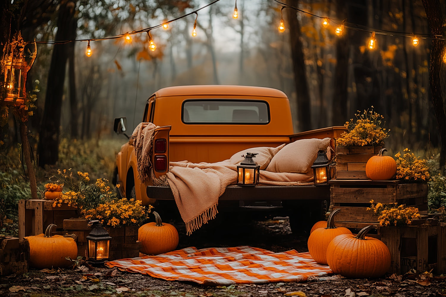 Forest Backdrop Rustic Truck Picnic Autumn Photo Backdrop UK CSH6-229