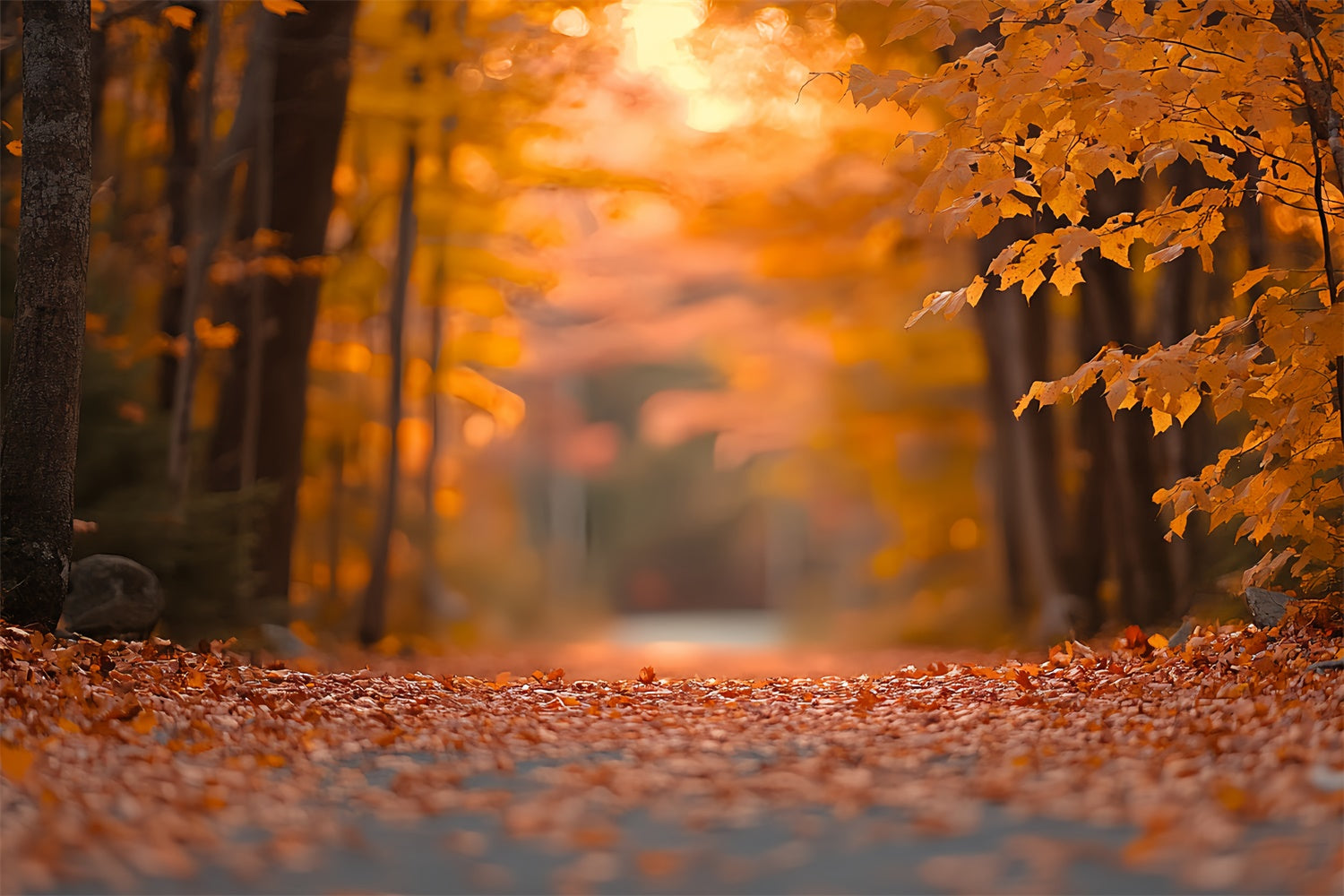 Fall Leaves Backdrop Tranquil Autumn Path Forest Backdrop UK CSH6-230