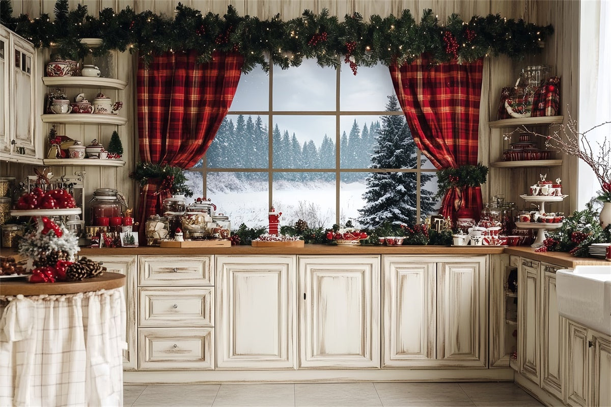 Christmas Backdrops For Photos Rustic Baking Cottage Backdrop UK CSH6-248