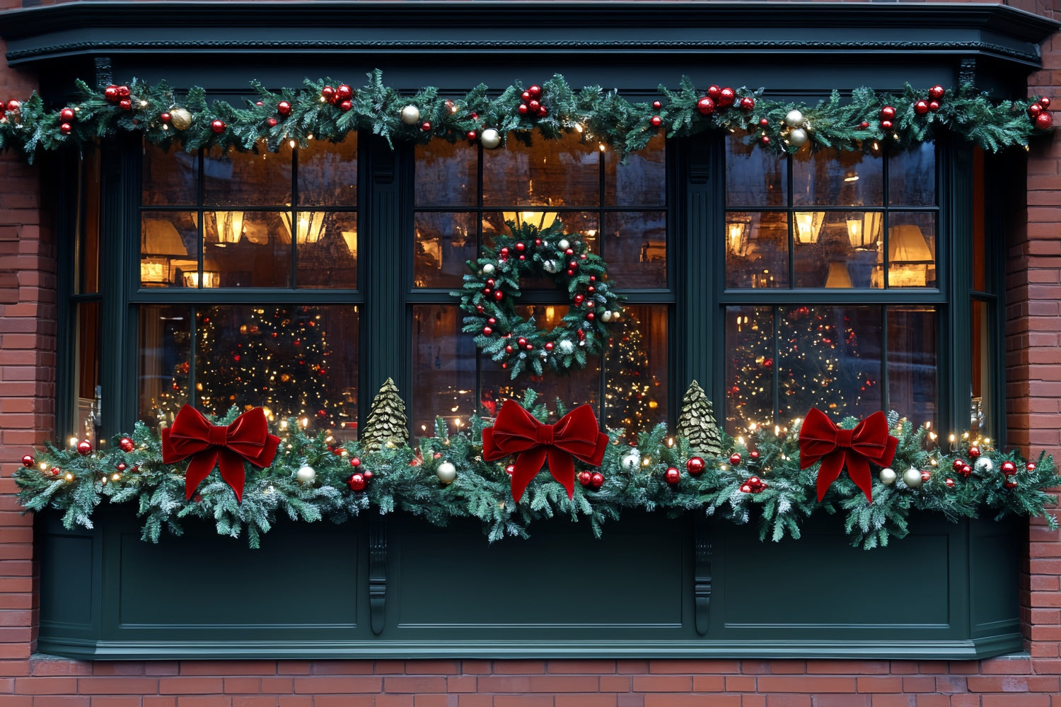 Professional Christmas Backdrops Festive Shop Window Backdrop UK CSH6-251