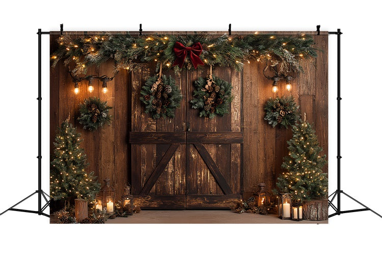 Christmas Photo Backdrop Pinecone Garland Rustic Backdrop UK CSH6-253