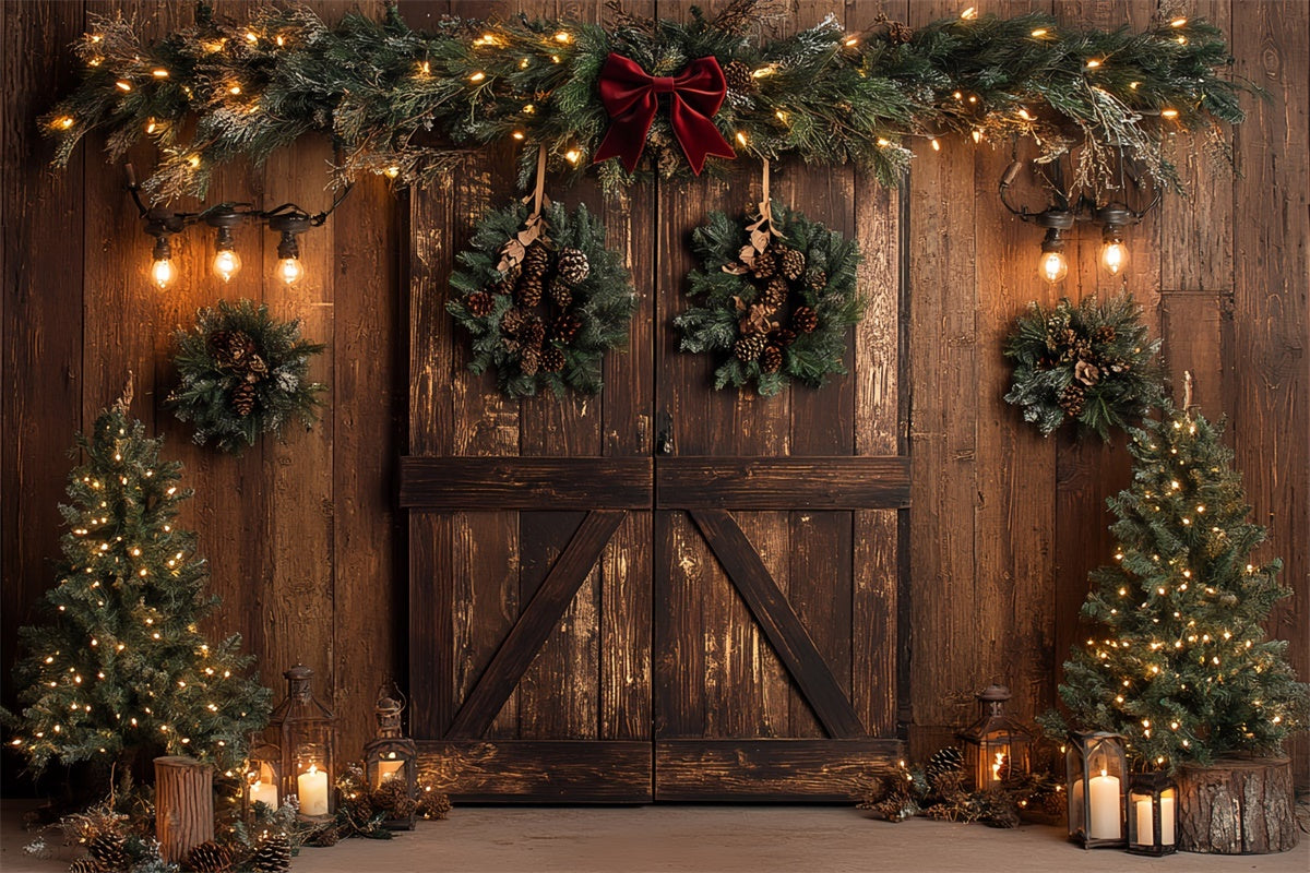 Christmas Photo Backdrop Pinecone Garland Rustic Backdrop UK CSH6-253