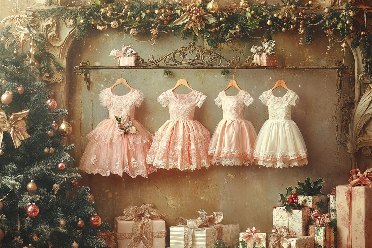 Christmas Photography Backdrops Dreamy Dress Garland Backdrop UK CSH6-254