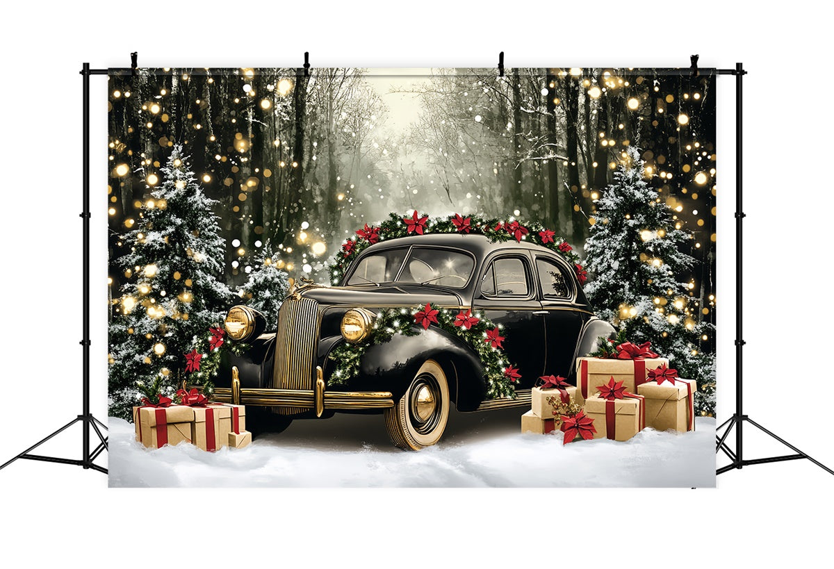 Christmas Photo Backdrops Vintage Car Forest Backdrop UK CSH6-256