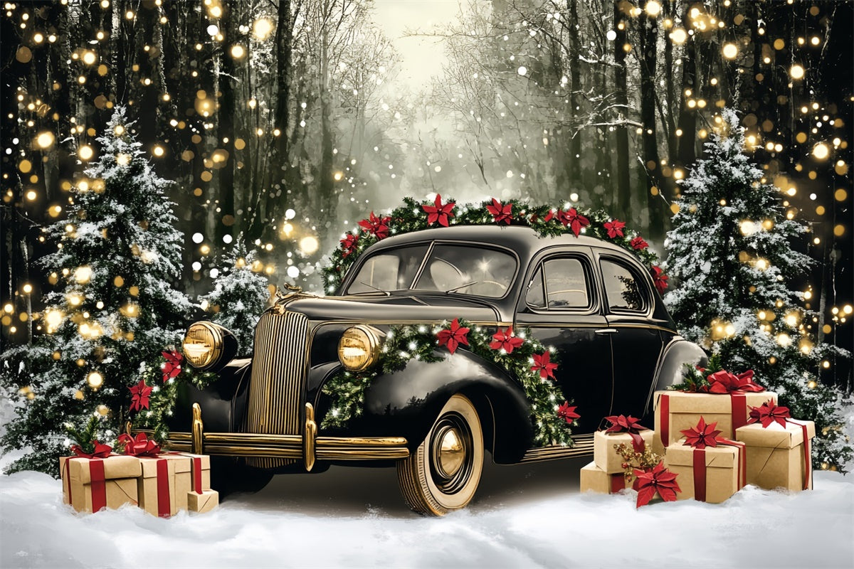 Christmas Photo Backdrops Vintage Car Forest Backdrop UK CSH6-256