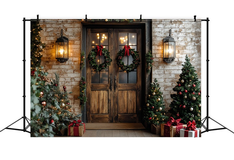 Christmas Backdrops For Photography Warm Glow Porch Backdrop UK CSH6-261
