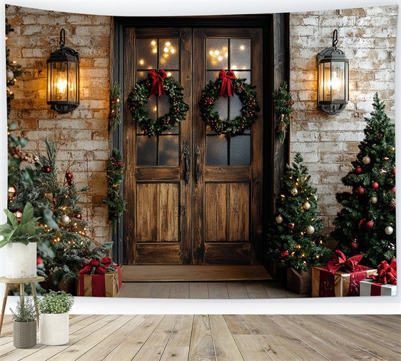 Christmas Backdrops For Photography Warm Glow Porch Backdrop UK CSH6-261