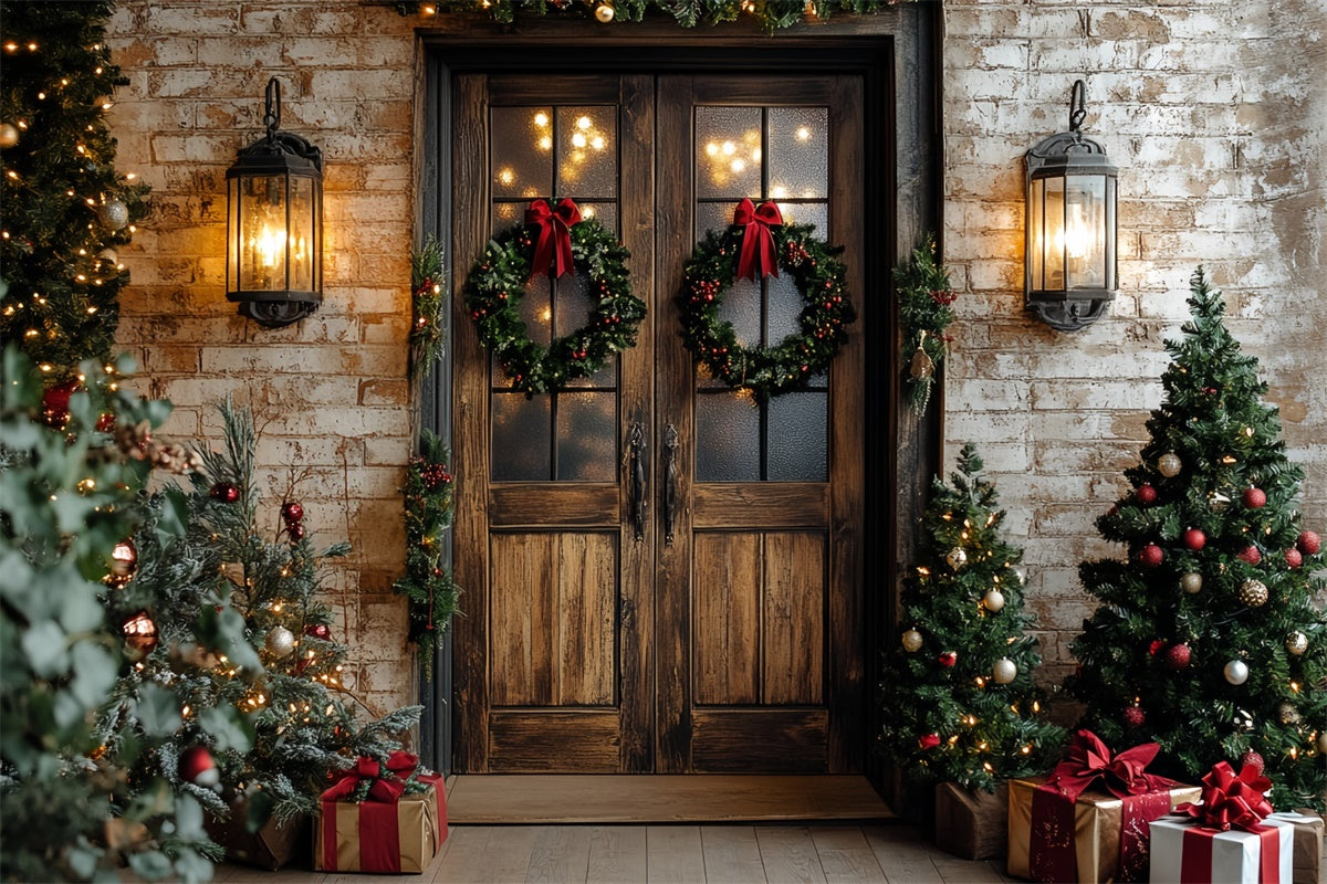 Christmas Backdrops For Photography Warm Glow Porch Backdrop UK CSH6-261