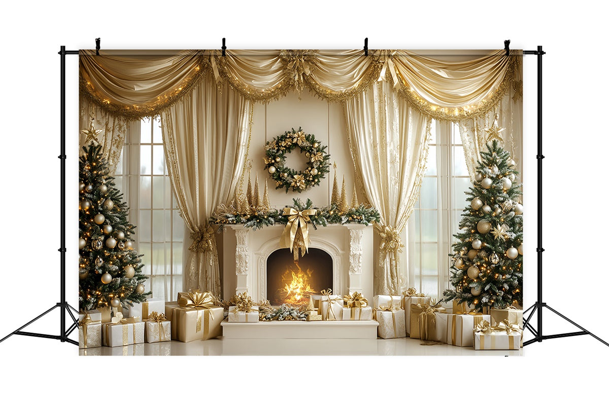 Christmas Fireplace Backdrop Elegant Fireplace Holiday Backdrop UK CSH6-262