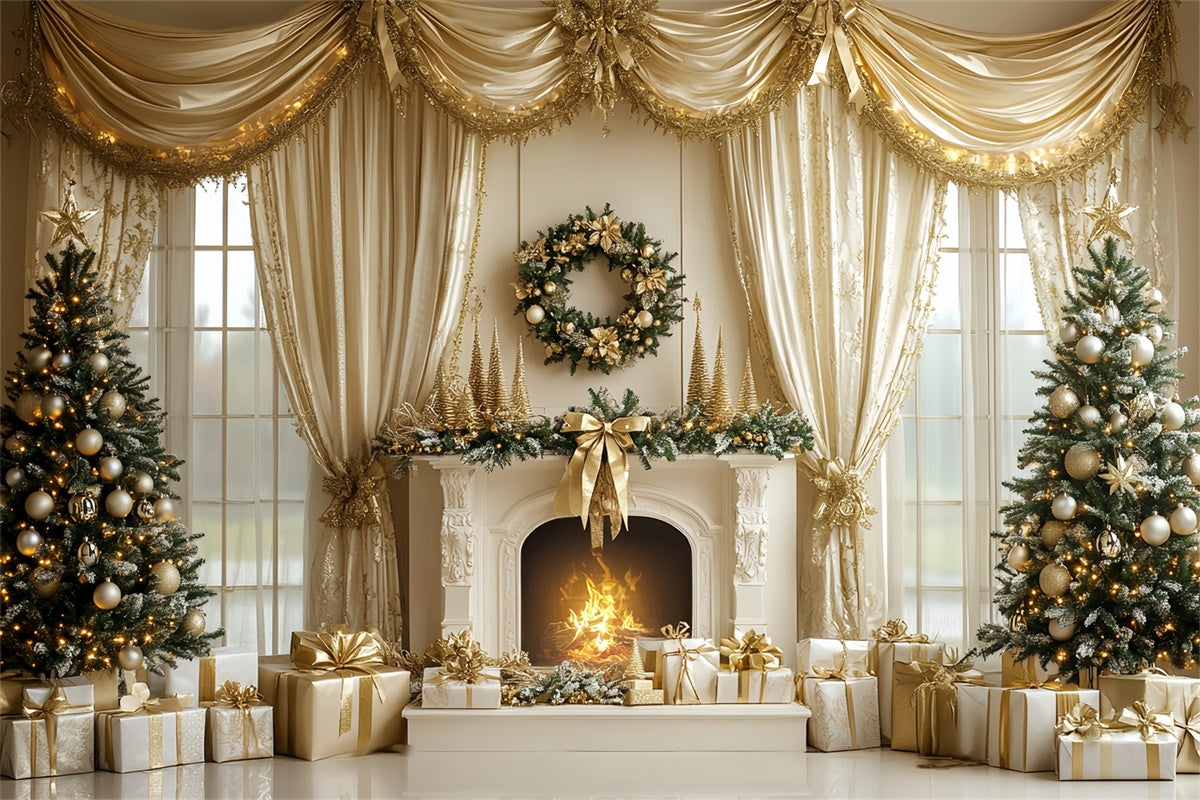 Christmas Fireplace Backdrop Elegant Fireplace Holiday Backdrop UK CSH6-262