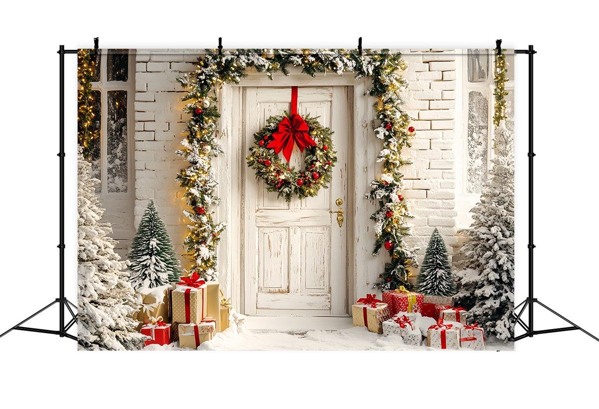 Christmas Backdrops For Photos Garland Glow Welcome Backdrop UK CSH6-263