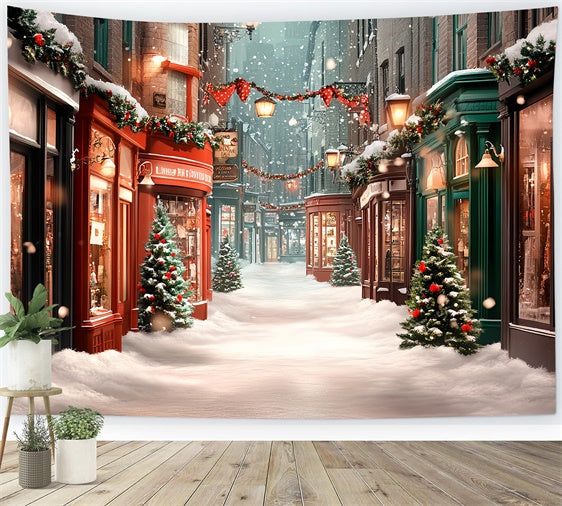 Christmas Village Backdrop Cozy Winter Street Backdrop UK CSH6-265