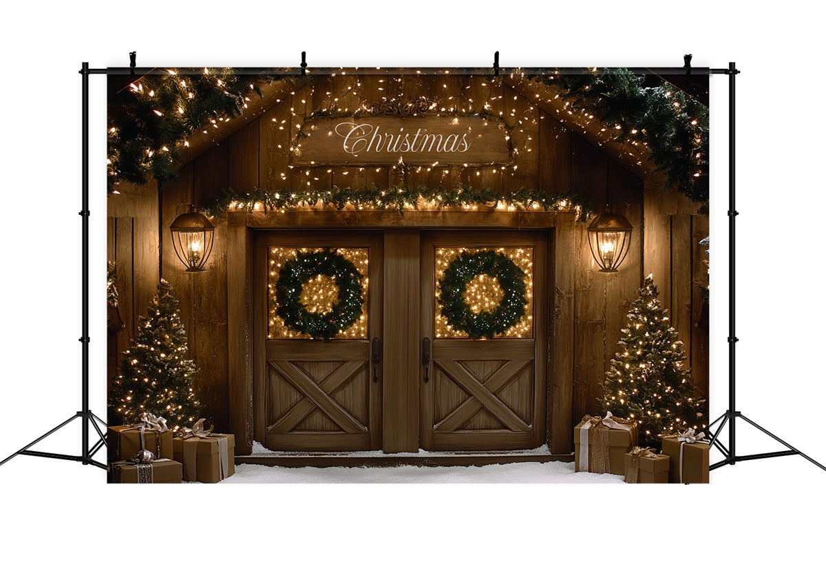 Christmas Photography Backdrops Festive Cabin Entry Backdrop UK CSH6-267