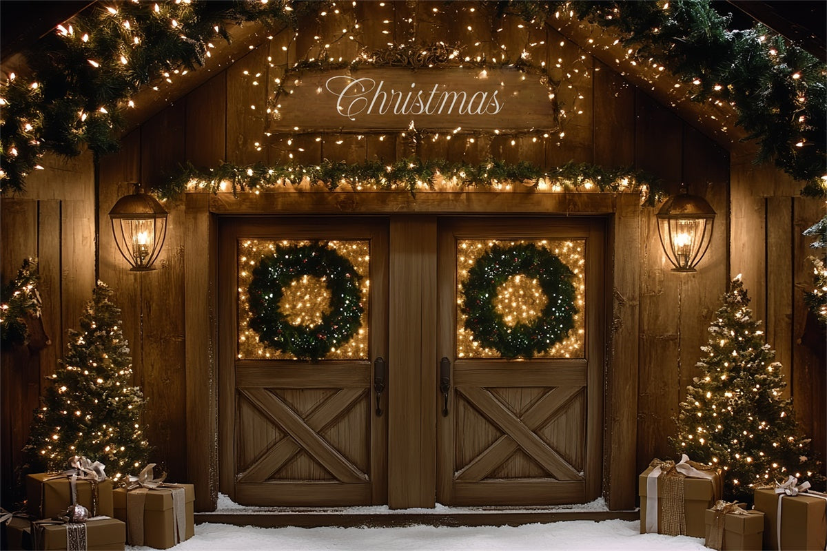 Christmas Photography Backdrops Festive Cabin Entry Backdrop UK CSH6-267