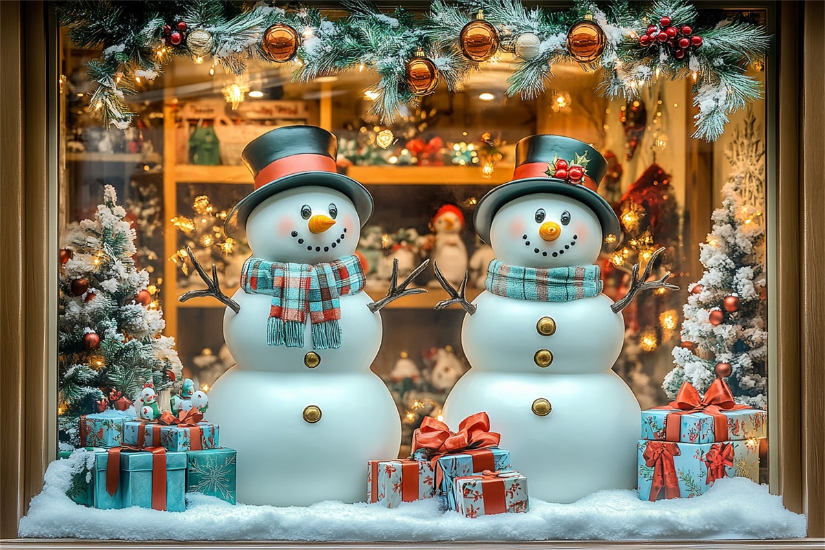Christmas Backdrop Playful Snowman Display Backdrop UK CSH6-268