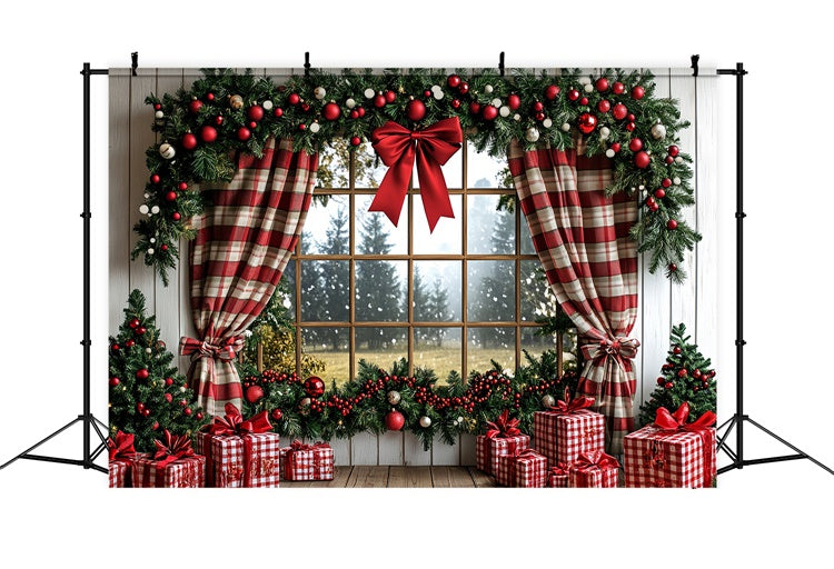 Christmas Photo Backdrops Rustic Holiday Window Backdrop UK CSH6-274