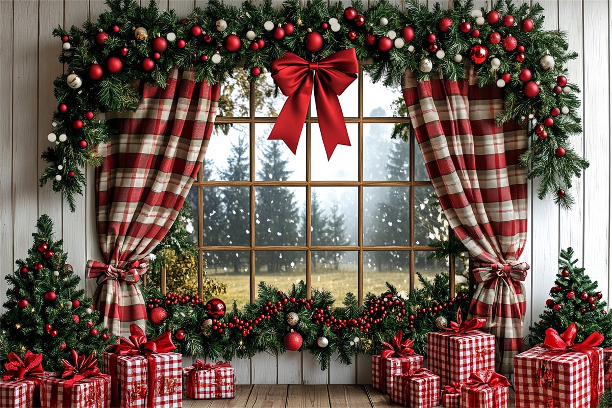 Christmas Photo Backdrops Rustic Holiday Window Backdrop UK CSH6-274