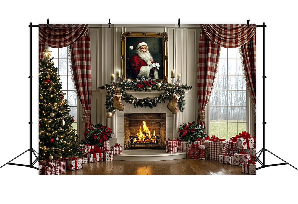 Christmas Fireplace Backdrop Traditional Holiday Hearth Backdrop UK CSH6-275