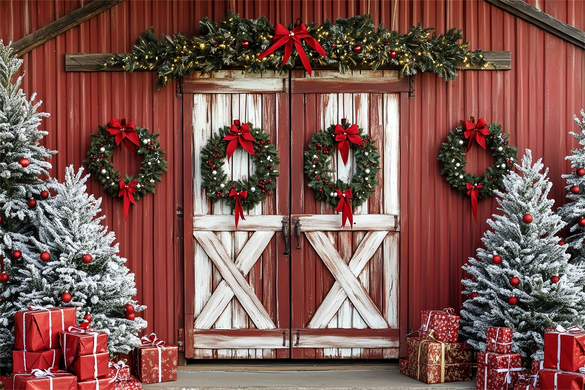 Christmas Backdrops For Photography Holiday Red Barn Backdrop UK CSH6-278