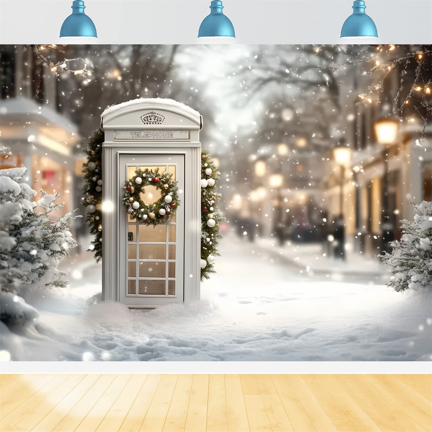 Christmas Backdrop For Photos Festive Street Booth Backdrop UK CSH6-283