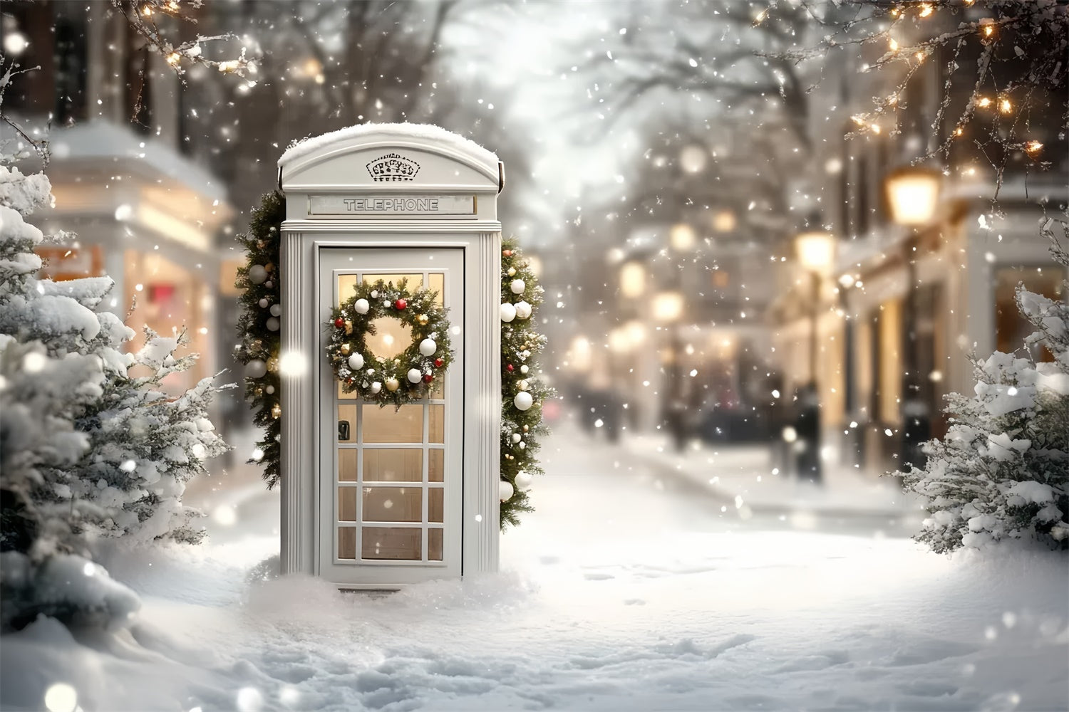 Christmas Backdrop For Photos Festive Street Booth Backdrop UK CSH6-283