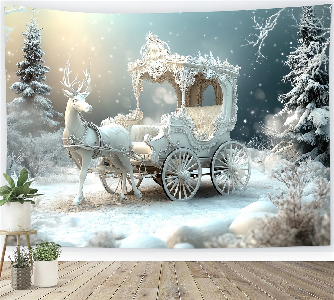 Christmas Backdrops Enchanted Winter Carriage Backdrop UK CSH6-285
