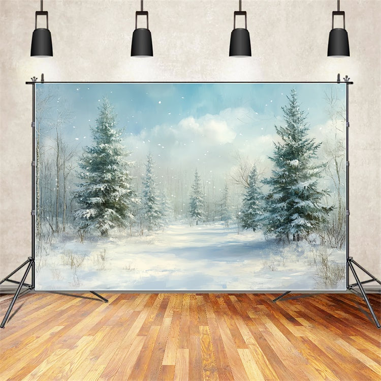 Christmas Backdrops Sale Tranquil Winter Forest Backdrop UK CSH6-286