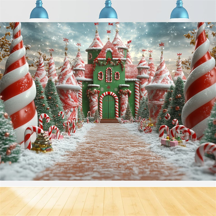 Christmas Backdrops For Photos Candy Cane Kingdom Backdrop UK CSH6-287