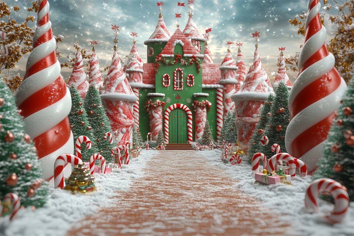 Christmas Backdrops For Photos Candy Cane Kingdom Backdrop UK CSH6-287