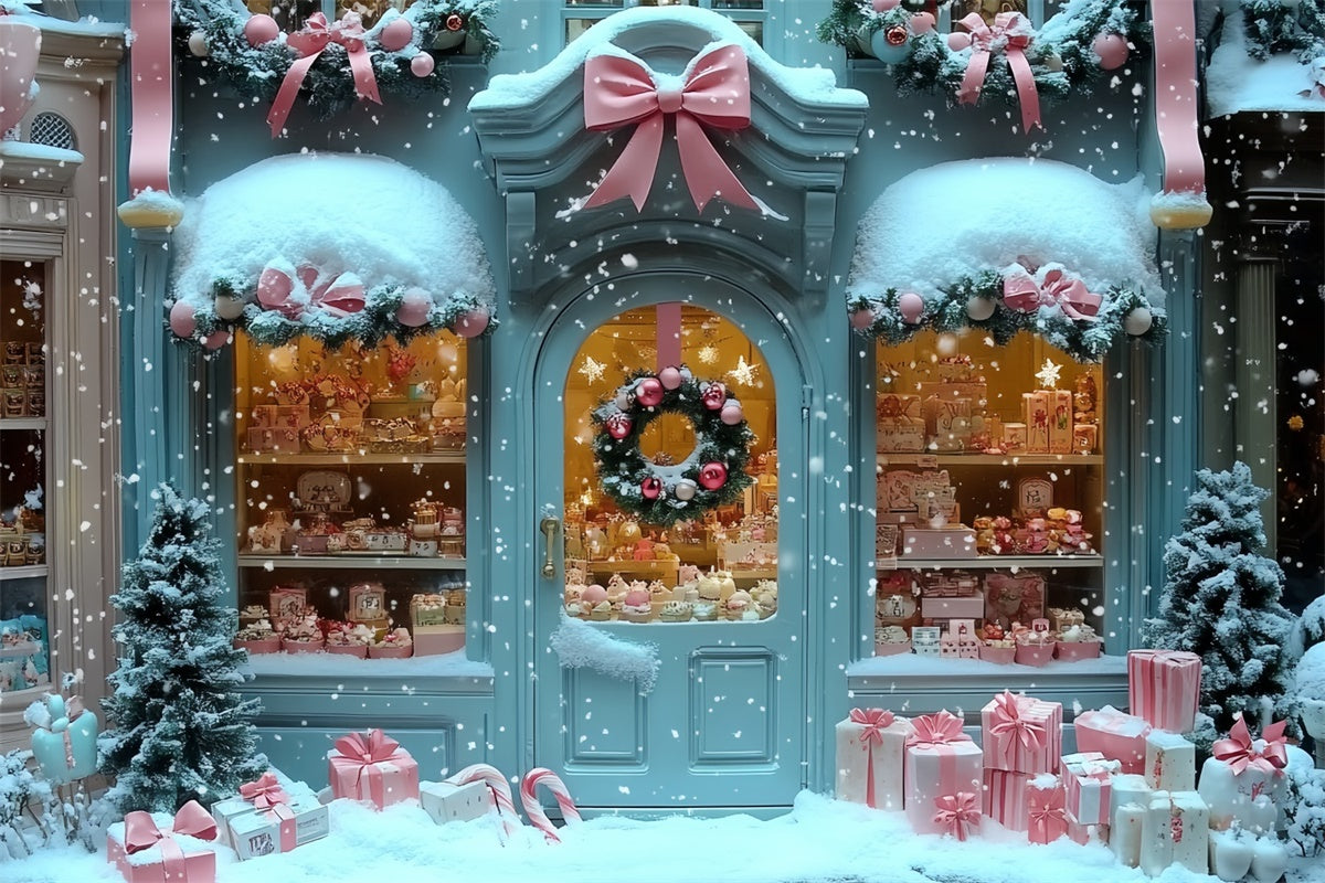Christmas Backdrops For Photography Pastel Gift House Backdrop UK CSH6-290