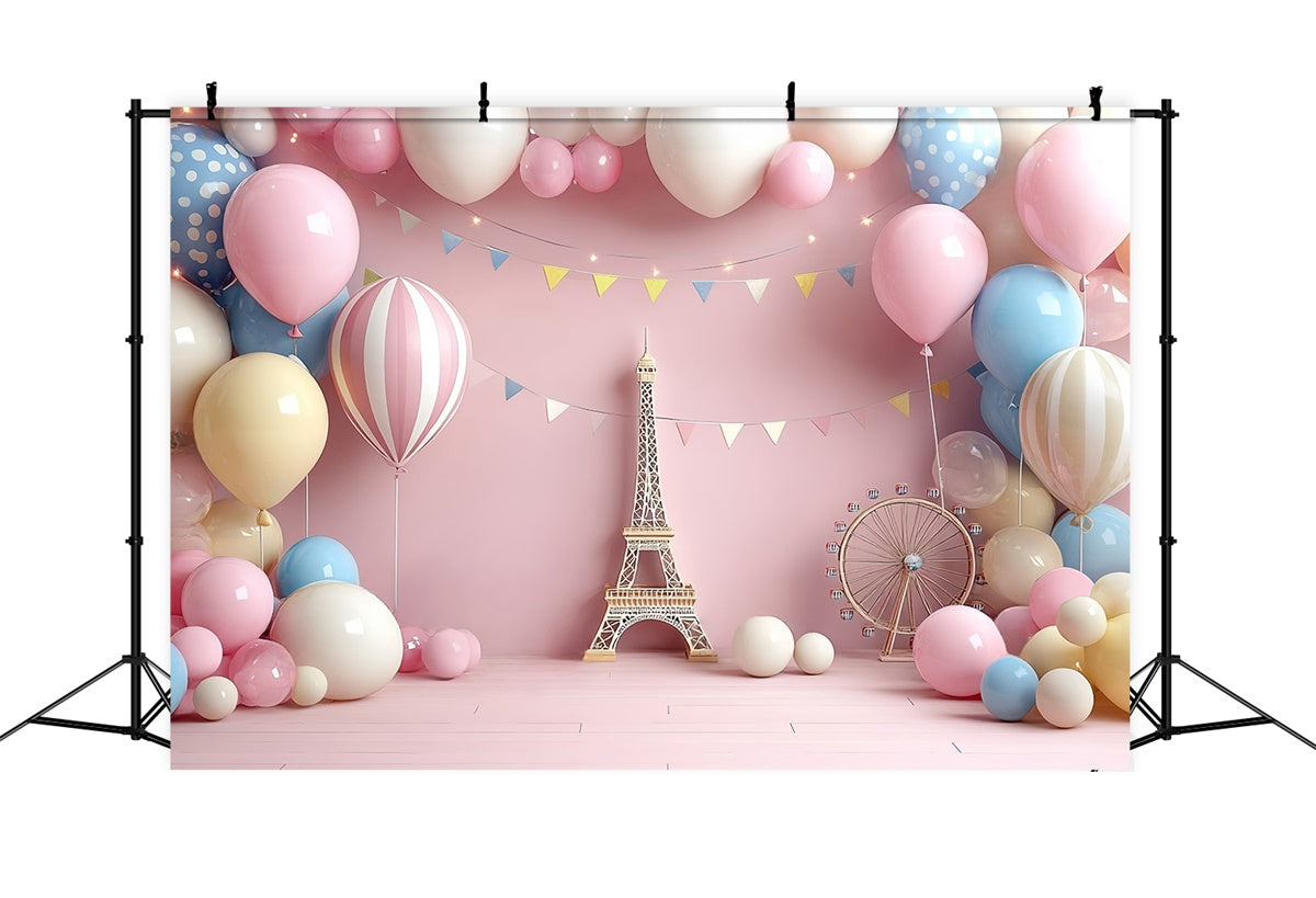 Cake Smash Backdrop Girl Sweet Paris Fantasy Backdrop UK CSH6-295