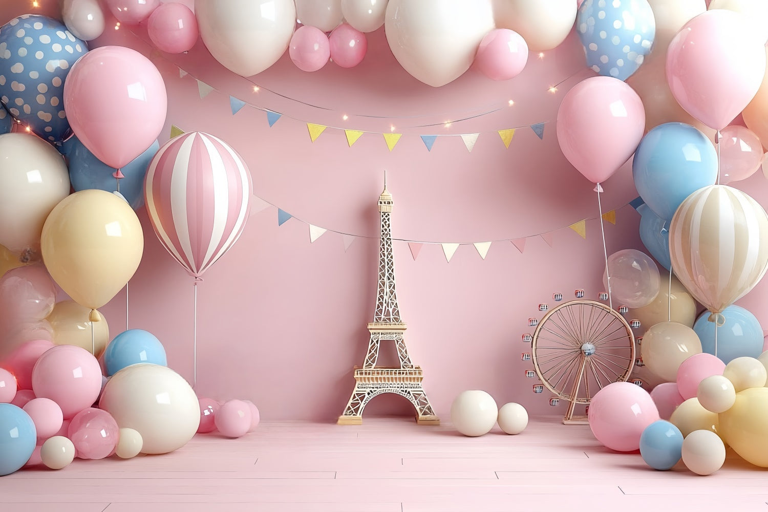 Cake Smash Backdrop Girl Sweet Paris Fantasy Backdrop UK CSH6-295