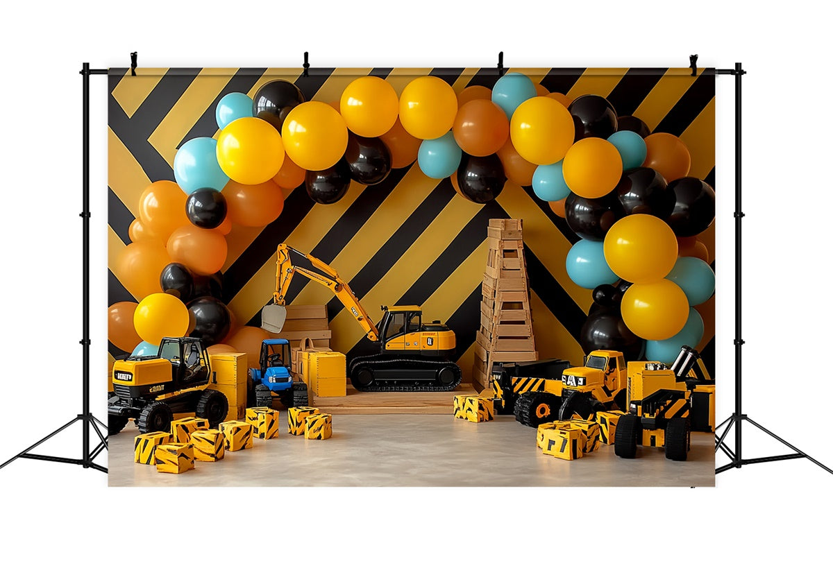 Cake Smash Backdrop Boy Construction Fun Party Backdrop UK CSH6-299