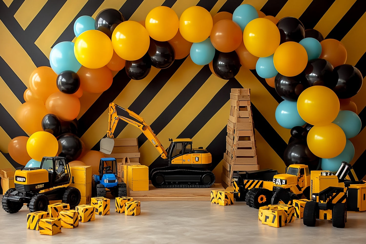 Cake Smash Backdrop Boy Construction Fun Party Backdrop UK CSH6-299