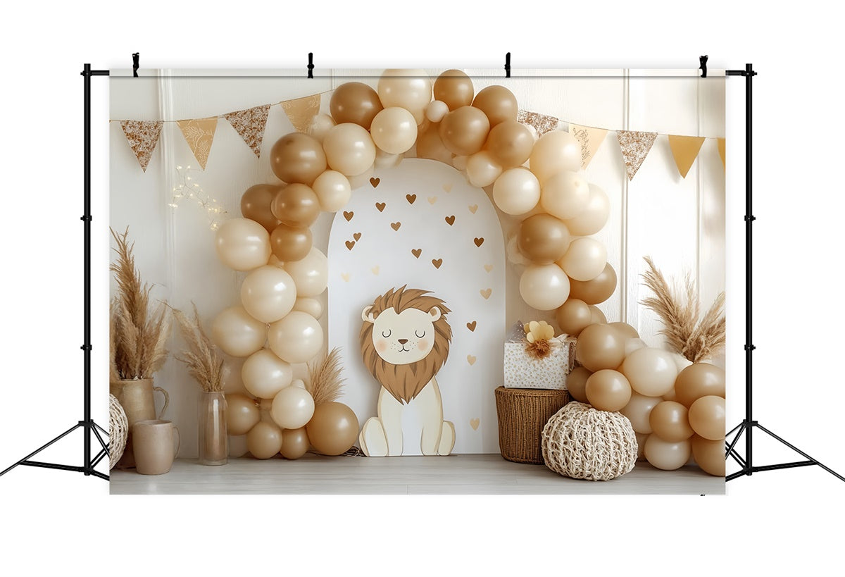 Smash Cake Backdrop Little Lion Balloon Arch Backdrop UK CSH6-302