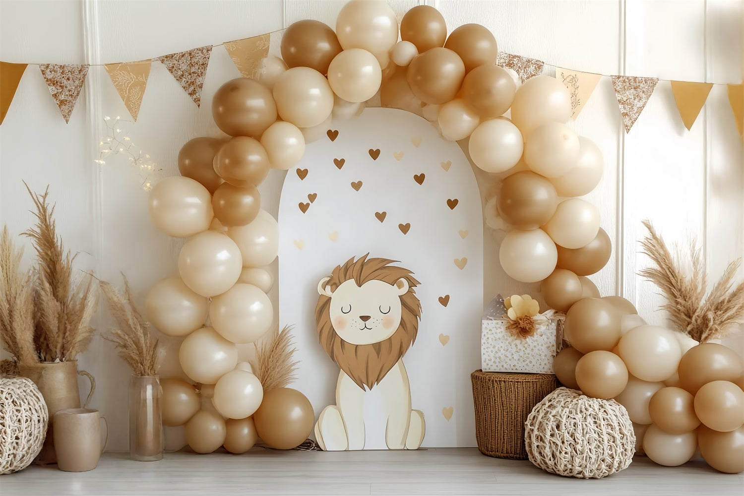 Smash Cake Backdrop Little Lion Balloon Arch Backdrop UK CSH6-302