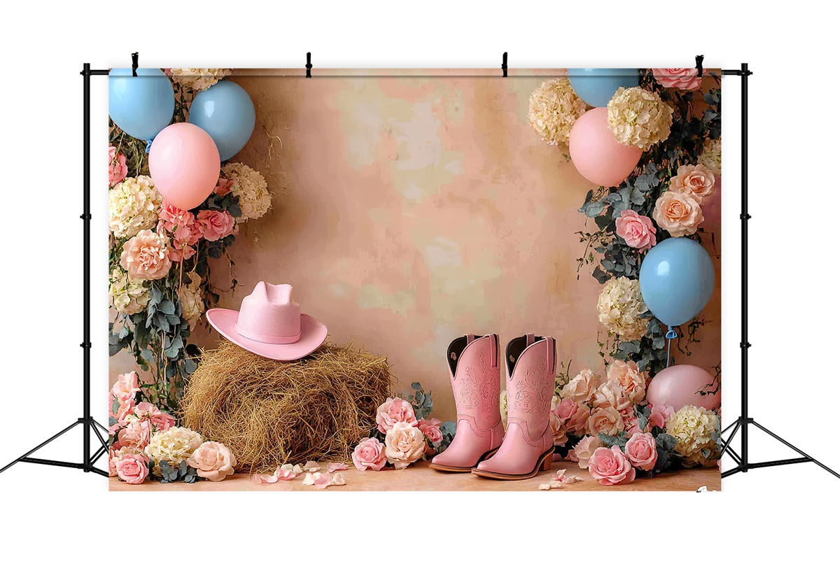 Cake Smash Backdrop Girl Pink Cowgirl Rodeo Backdrop UK CSH6-303