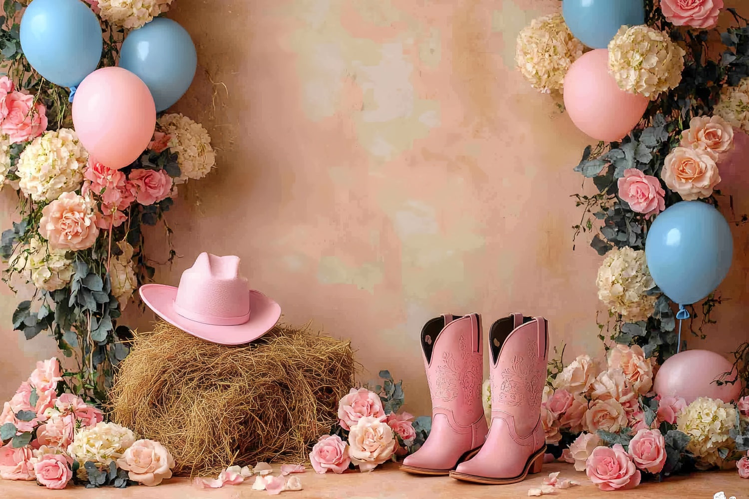 Cake Smash Backdrop Girl Pink Cowgirl Rodeo Backdrop UK CSH6-303