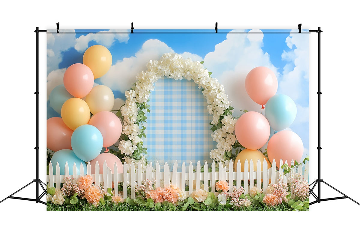 Cake Photography Backdrops Pastel Balloon Meadow Backdrop UK CSH6-304