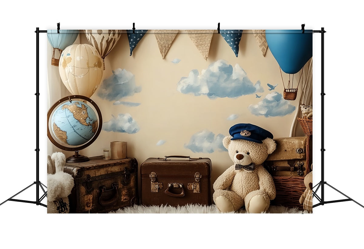 Cake Smash Backdrops Hot Air Adventure Bear Backdrop UK CSH6-305