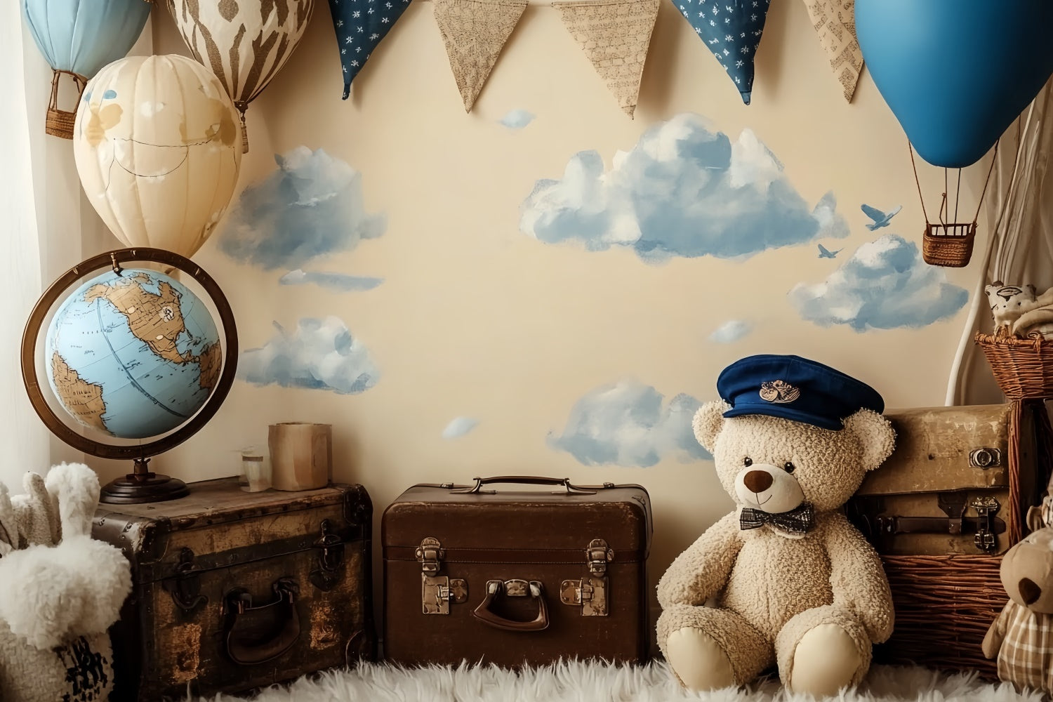 Cake Smash Backdrops Hot Air Adventure Bear Backdrop UK CSH6-305