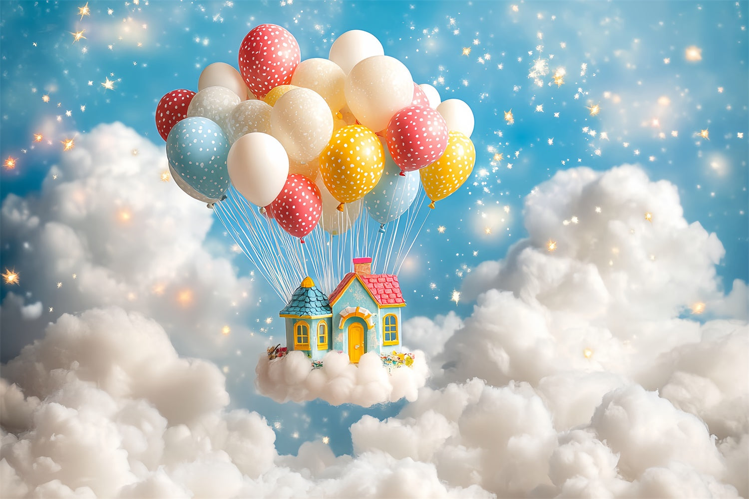 Backdrop For Birthday Balloon Cloud Fantasy Backdrop UK CSH6-306