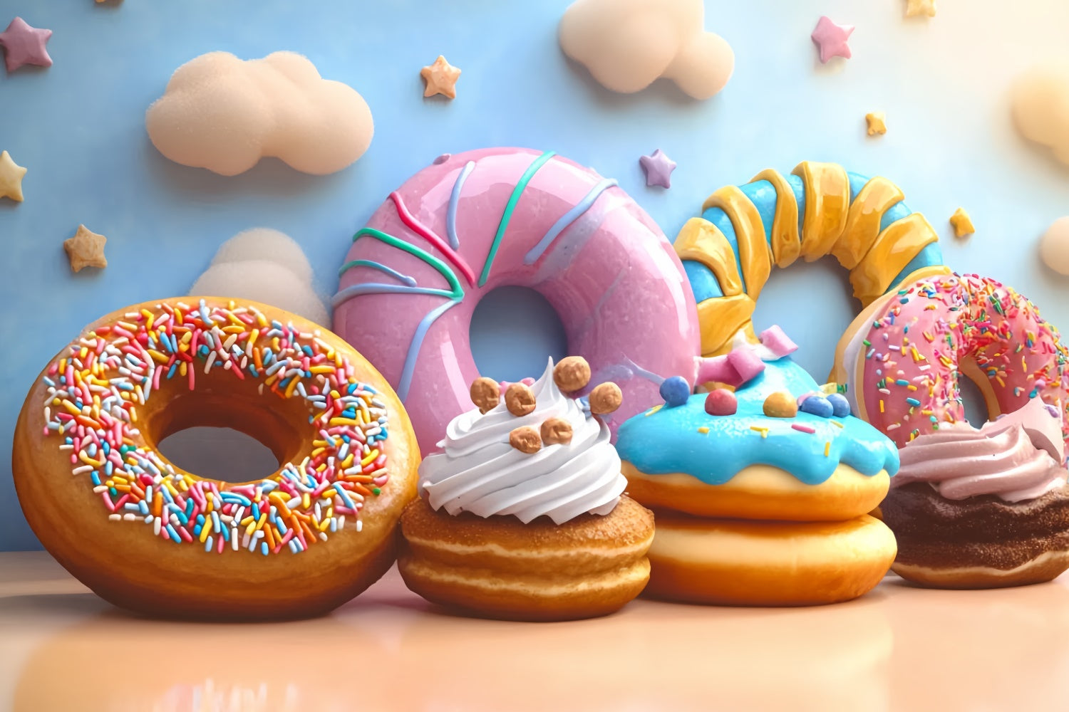 Cake Smash Photography Backdrop Sweet Donut Cloud Backdrop UK CSH6-307