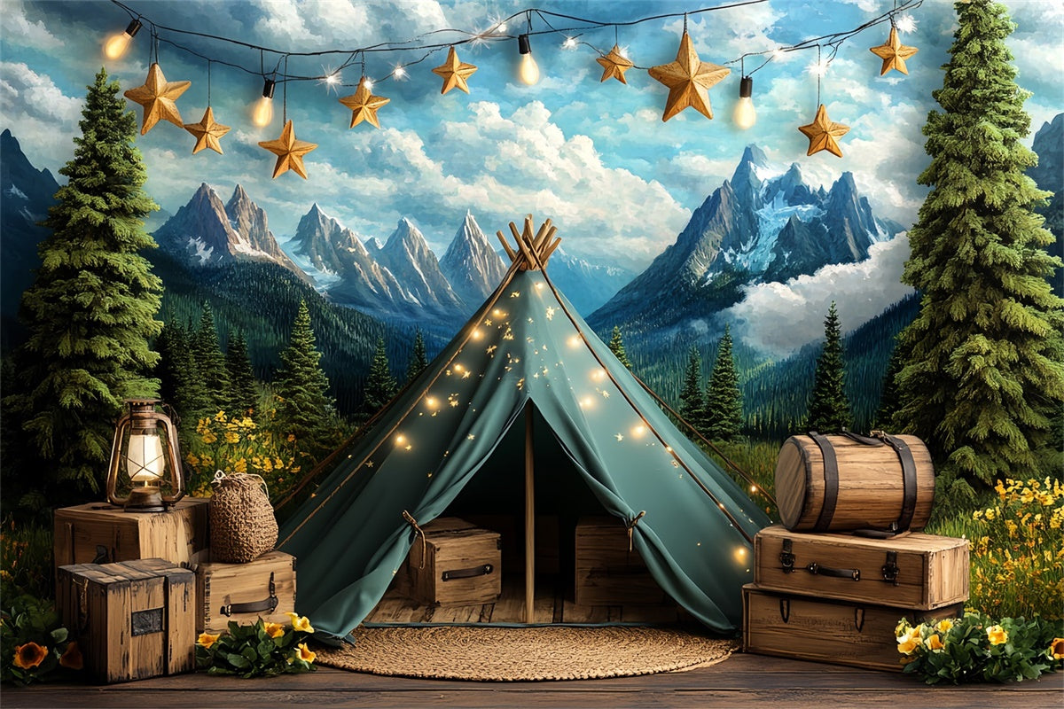 Cake Smash Backdrop Starry Mountain Camp Backdrop UK CSH6-308