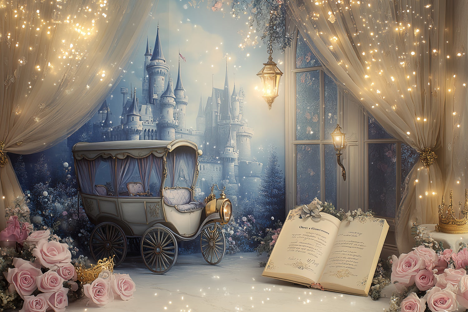 Cake Smash Backdrop Girl Royal Carriage Castle Backdrop UK CSH6-309