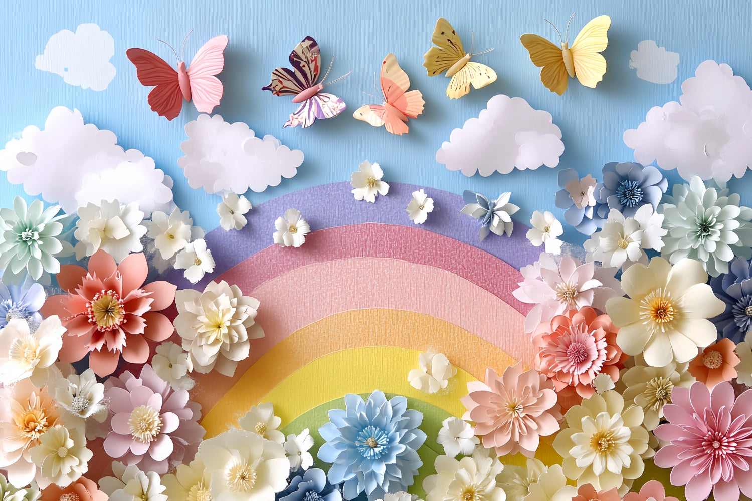 Smash Cake Backdrop Floral Fantasy Butterfly Backdrop UK CSH6-310