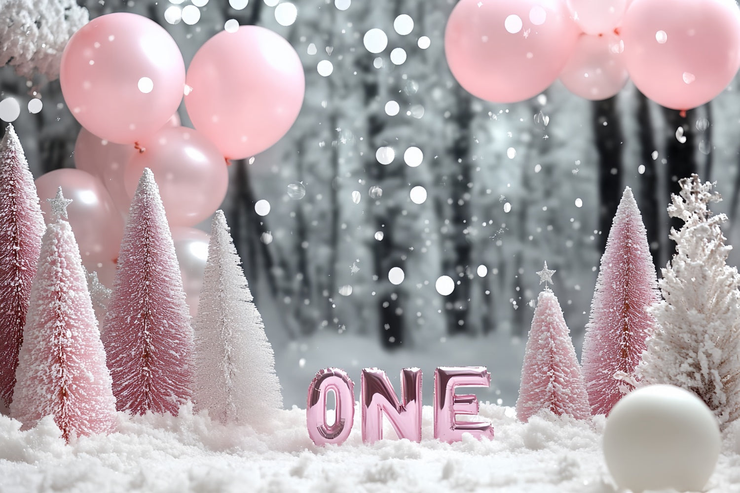 1st Birthday Backdrop Icy Wonderland Dream Backdrop UK CSH6-311
